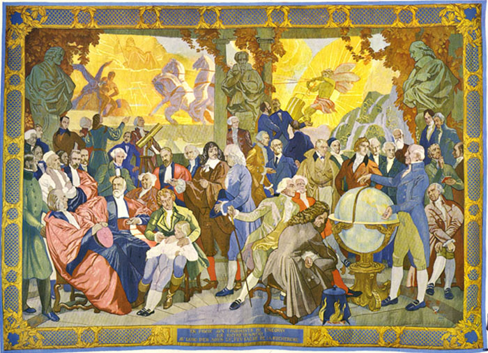 Tapestry hanging in the Charles Woodward Memorial room titled "Masters Of Science Tapestry"